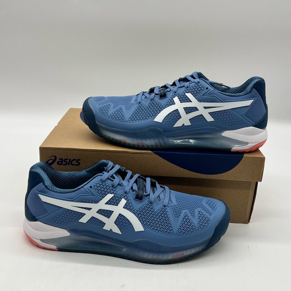 Asics Gel Resolution 8 Men’s Size 9 Wide Dive Blue Tennis Sneakers Shoes.